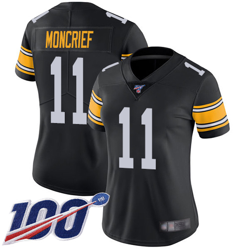 Women Pittsburgh Steelers Football #11 Limited Black Donte Moncrief Alternate 100th Season Vapor Untouchable Nike NFL Jersey